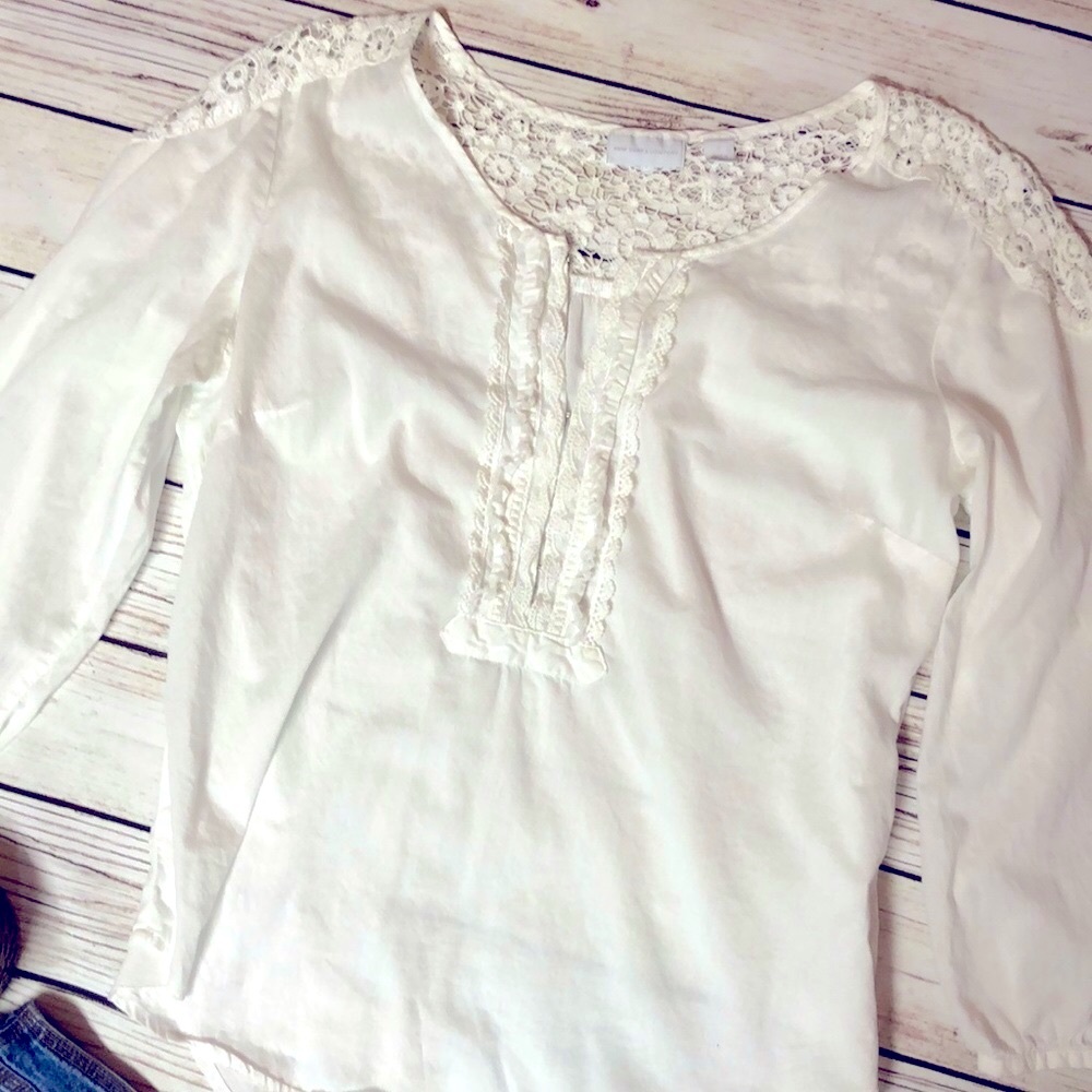 New York & Co Cotton Crochet Top